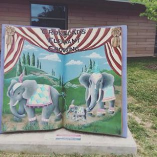 Book sculpture at Library